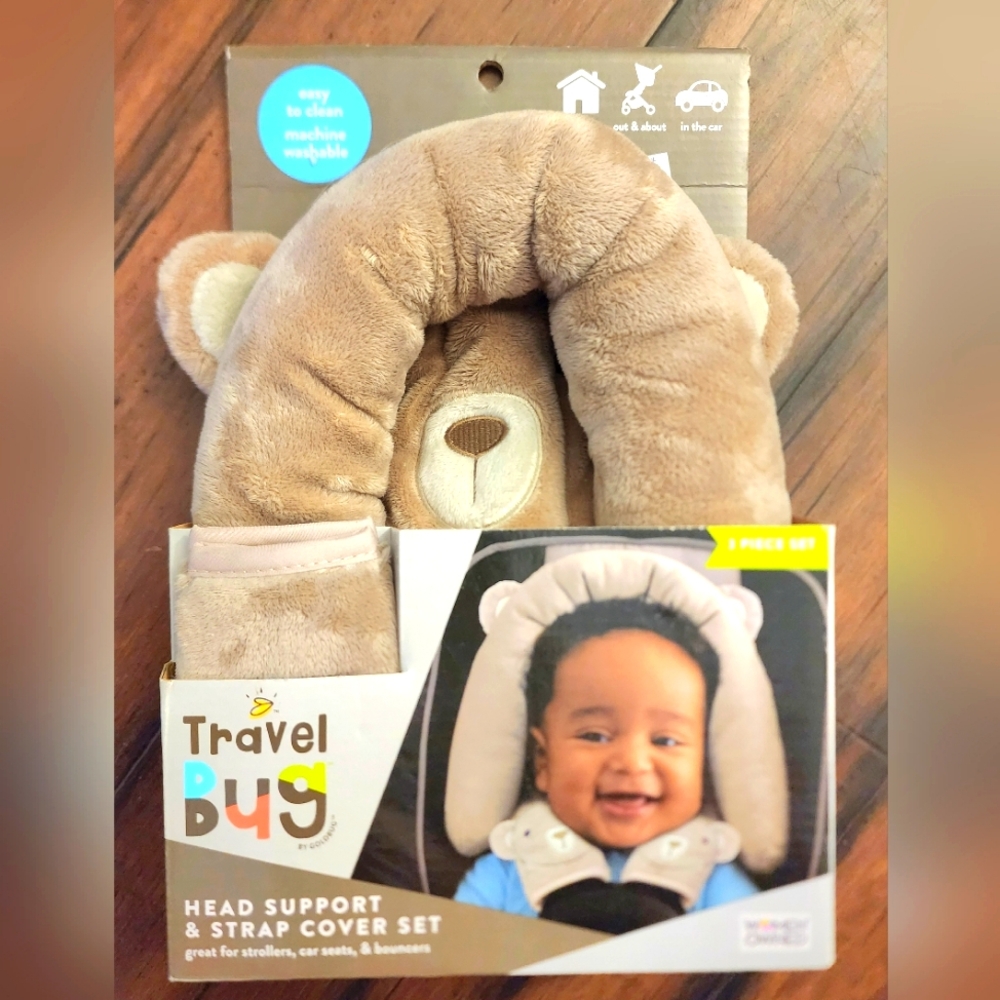 Baby carseat head support and strap covers
